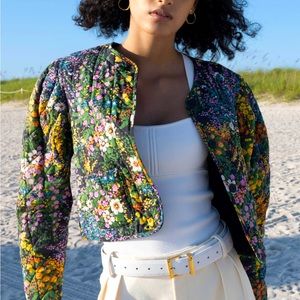 NEW BANJANAN Magpie Jacket in Loki's Garden Floral Cropped quilted Size S